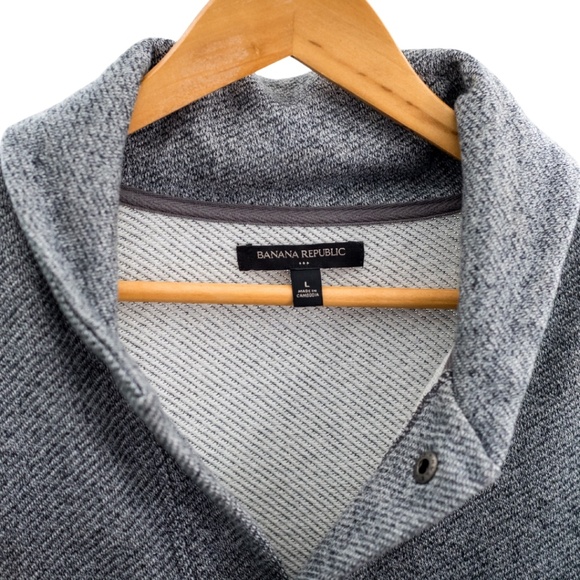 Banana Republic Men's Large Jacket Shawl Collar Button-Up Jacket – Gray Knit - Picture 9 of 12